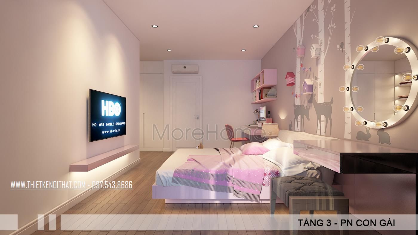 Thiết kế nội thất phòng ngủ trẻ em cho biệt thư Vinhome Thăng Long, Hoài Đức, Hà Nội
